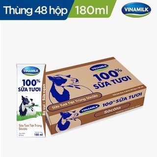 Thùng 48 Hộp Sữa Tươi Tiệt Trùng Vinamilk 100% Hương Socôla 180ml
