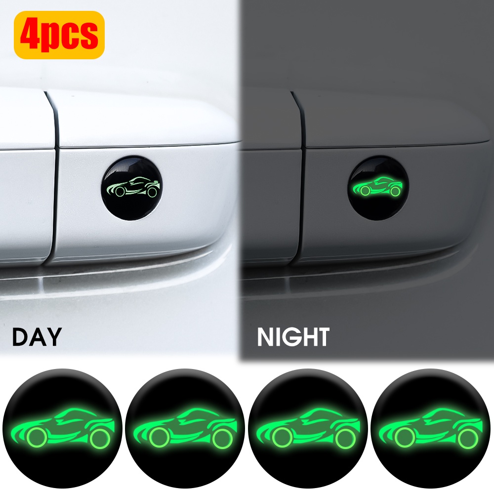 Bộ 4 Miếng Dán Logo Xe Hơi Dạ Quang Tự Dính Chống Bụi Tiện Dụng