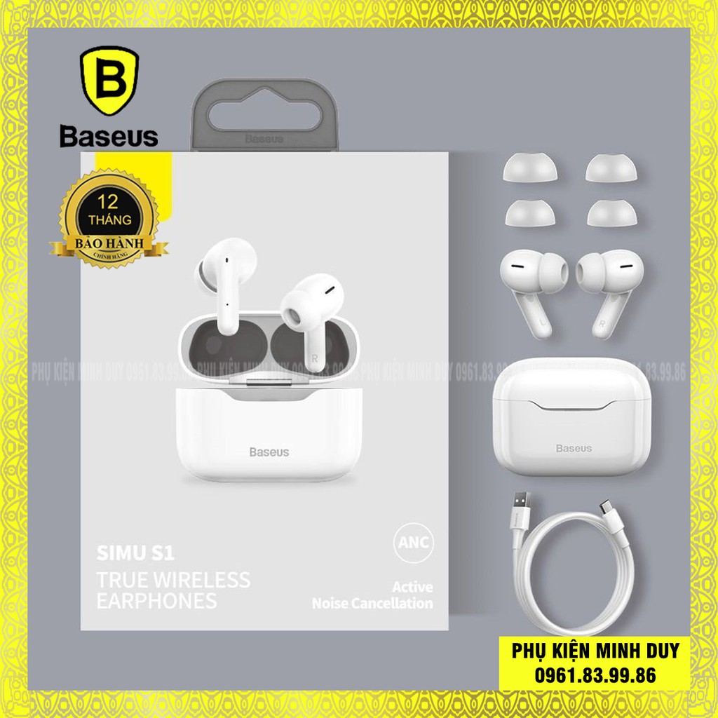 Tai nghe TWS chống ồn chủ động Baseus SIMU ANC S1 / S1 Pro True Wireless Earphone (Chống ồn chủ động, Xuyên Âm...)