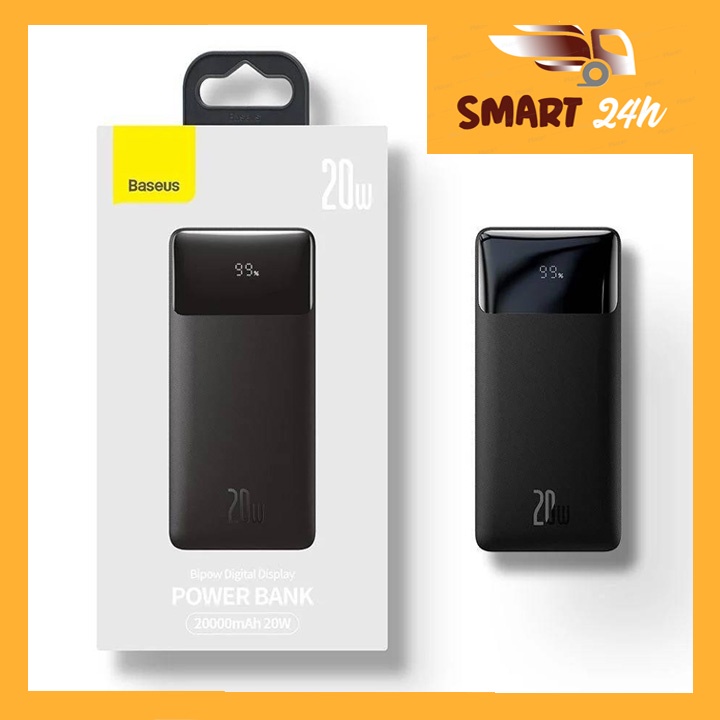 SMART24H-Sạc pin dự phòng 20000mah bipow cho iphone ipad android samsung oppo xiaomi sạc nhanh 20w chính hãng baseus