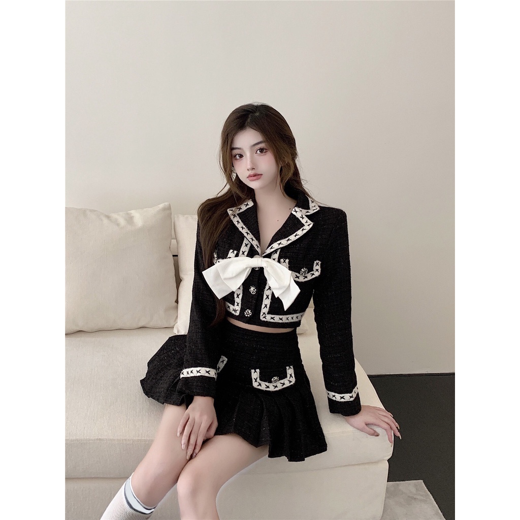 Sét váy dạ Tweed tiểu thư sang chảnh siêu xinh