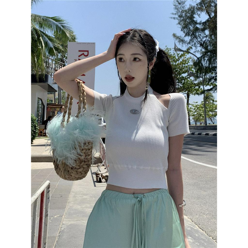 NZN Áo Thun Dệt Kim Tay Ngắn Thiết Kế Trẻ Trung Hợp Thời Trang Cho Bạn Gái