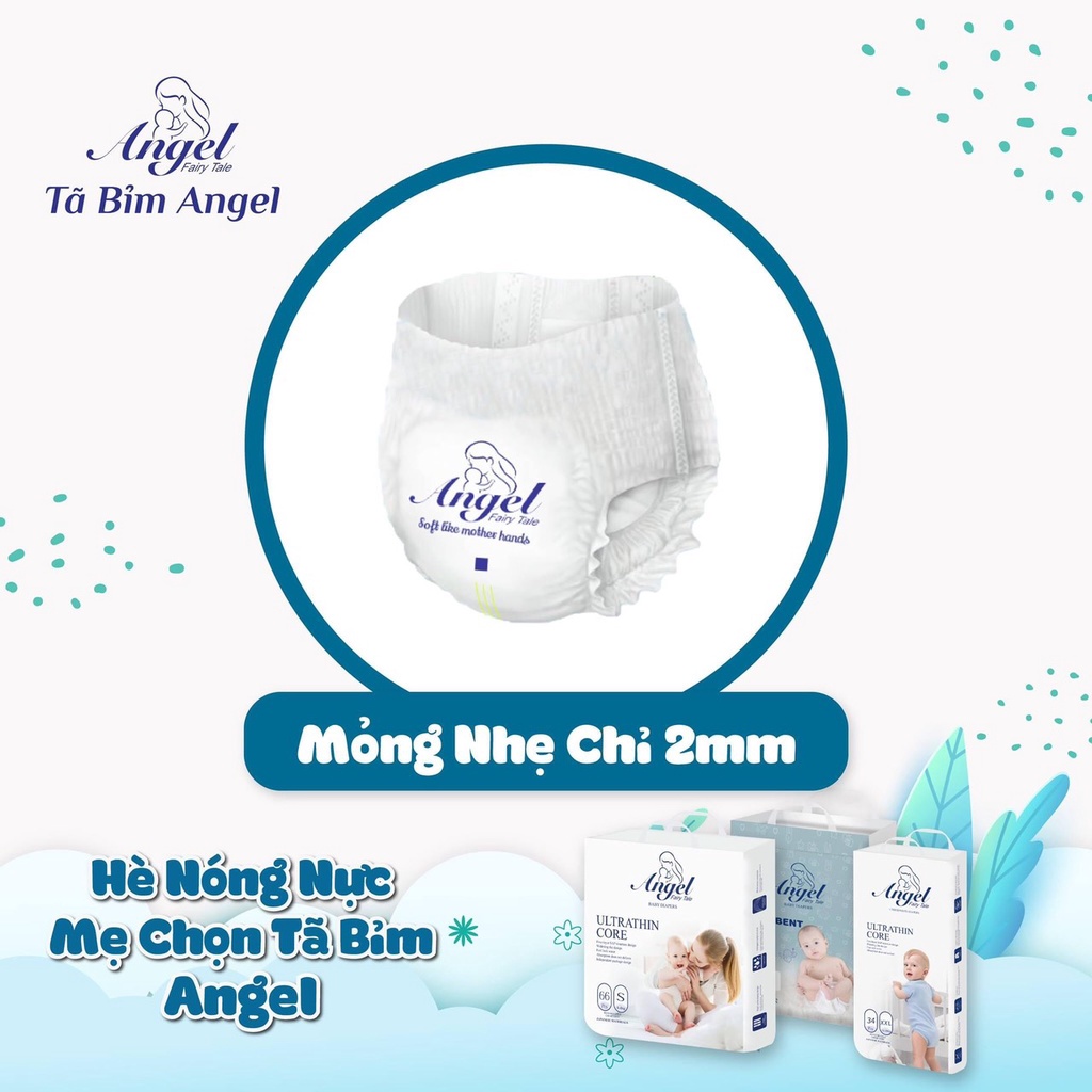 Tã bỉm dán/quần ANGEL trắng/ANGEL xanh đủ size NB62, S66, M60, L56, XL52, M40, L38, XL36, XXL34, XXL32, XXXL30