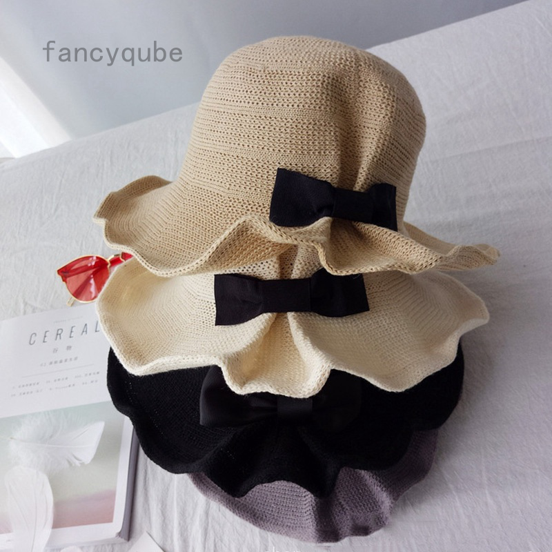 Mũ Bucket Vải Cotton Pha Lanh Có Dây Ruy Băng