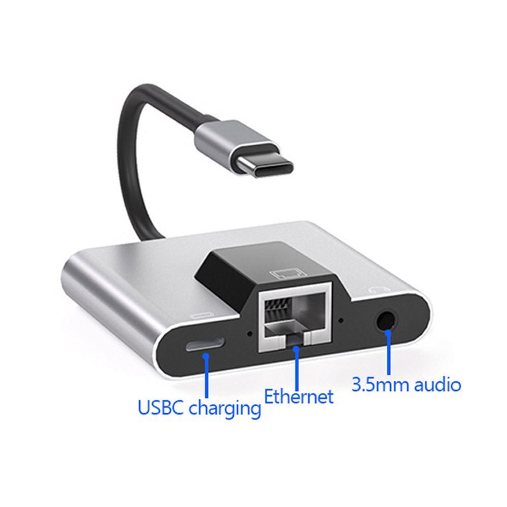 BEBETTERM Bộ Chuyển Đổi Âm Thanh Mạng LAN Tốc Độ Cao USB C Sang 3.5mm