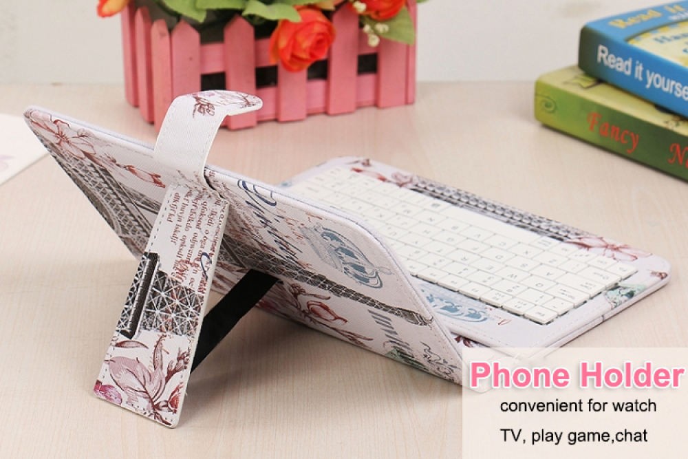 Bộ bàn phím và chuột có dây Type-C/Micro-Usb nhỏ gọn kèm bao da cho máy tính bảng/điện thoại di động