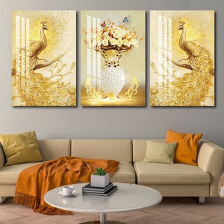 [HCM] Bộ 3 Tranh canvas giá xưởng - Tranh Treo Tường 3D Đôi Công Hoàng Kim - Tặng kèm đinh đa năng không cần khoan tường