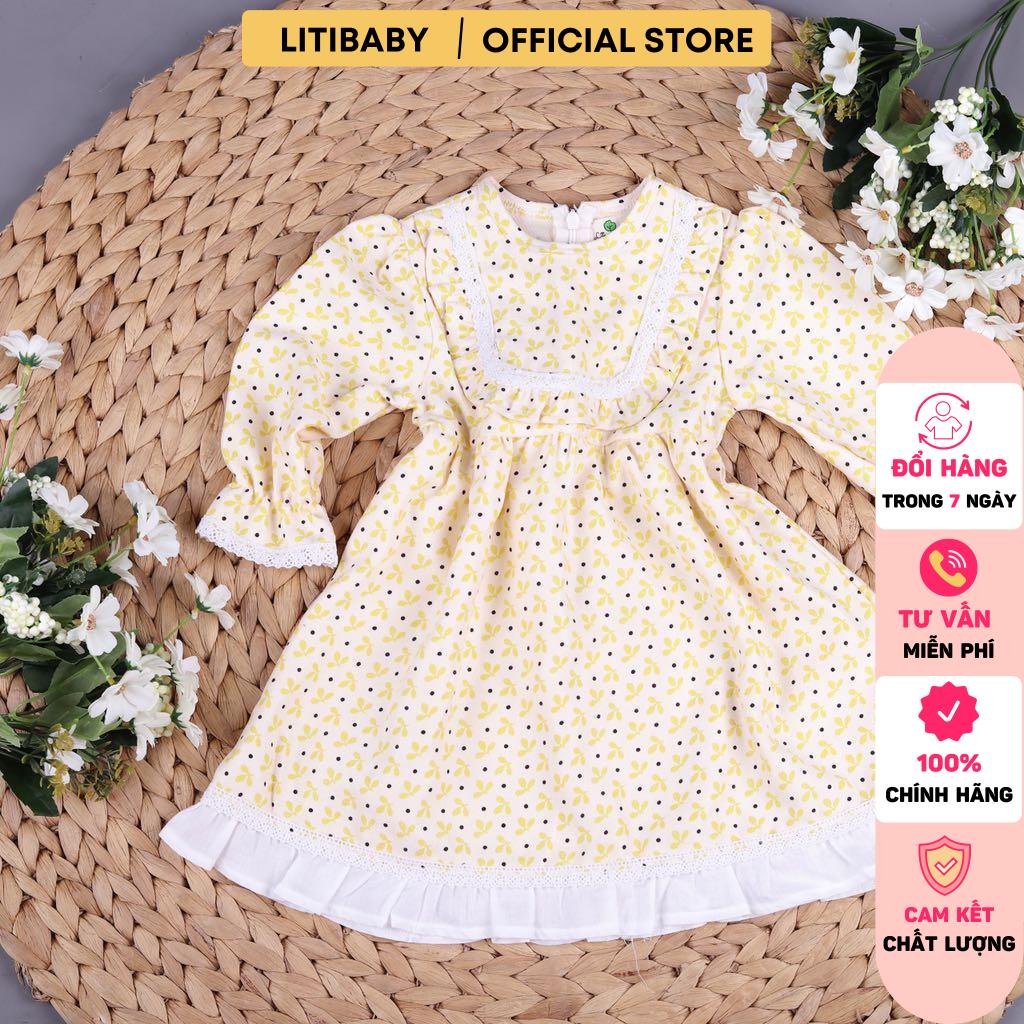 Váy nhung hoa viền trắng LITIBABY 6/10