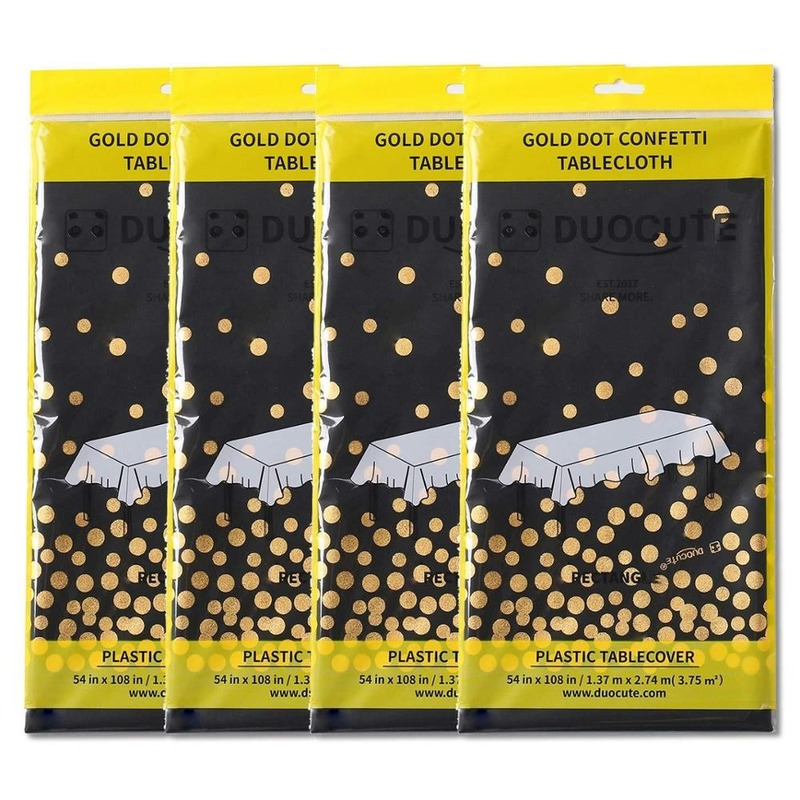Khăn Trải Bàn Bằng peva Họa Tiết Chấm Bi Màu Đồng Đen Vàng Hồng Dùng 1 Lần