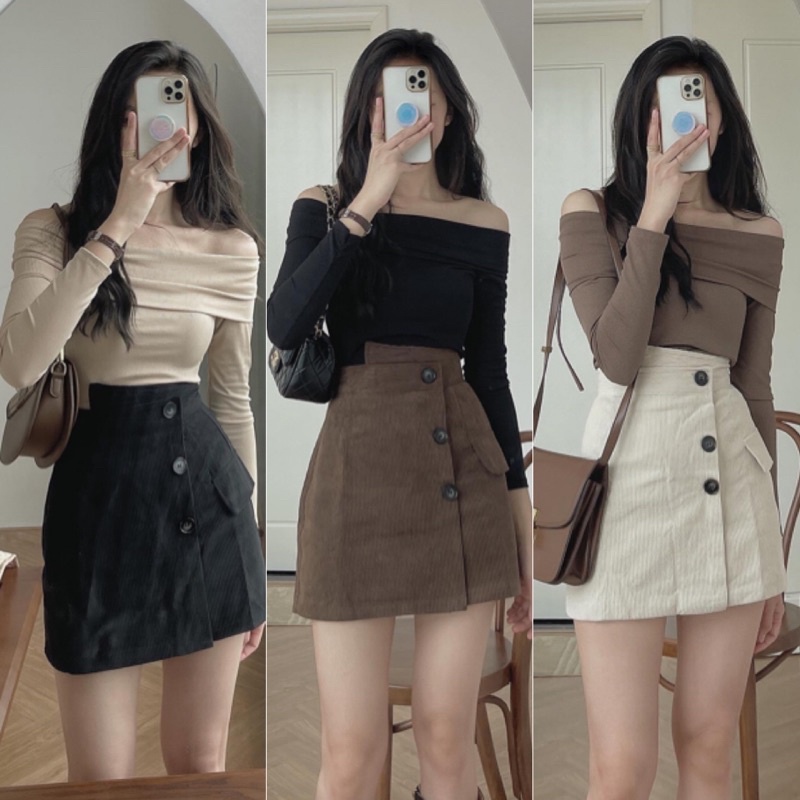 Áo Thun Bẹt Vai Bản To Chuẩn Ulzzang A66