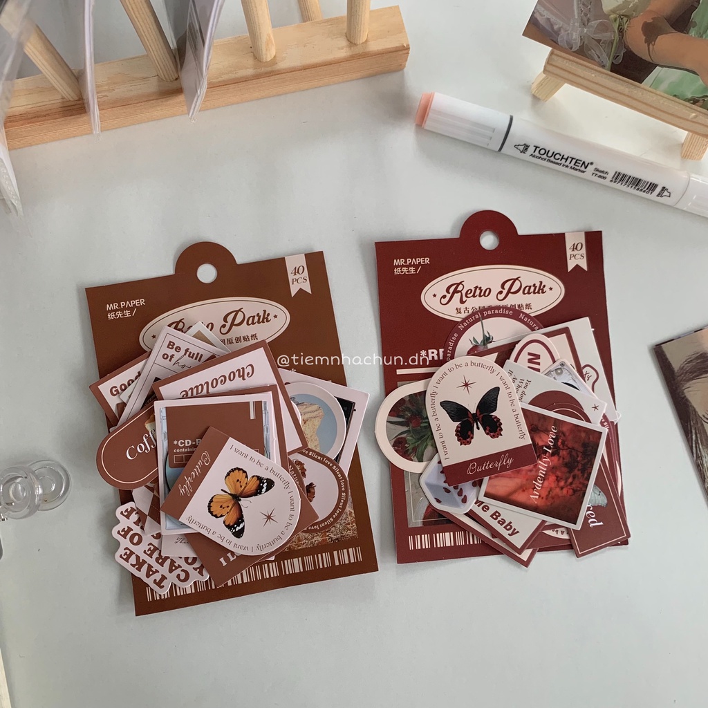 SET 20 STICKER BEAR STRAWBERRY RETRO STYLE (ảnh thật) - Tiệm nhà Chun
