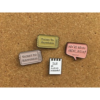 [ARIMI] Pin Cài Áo/Huy Hiệu/Ghim Cài Áo, Mũ, Balo, Túi Xách hình Vé và Quote