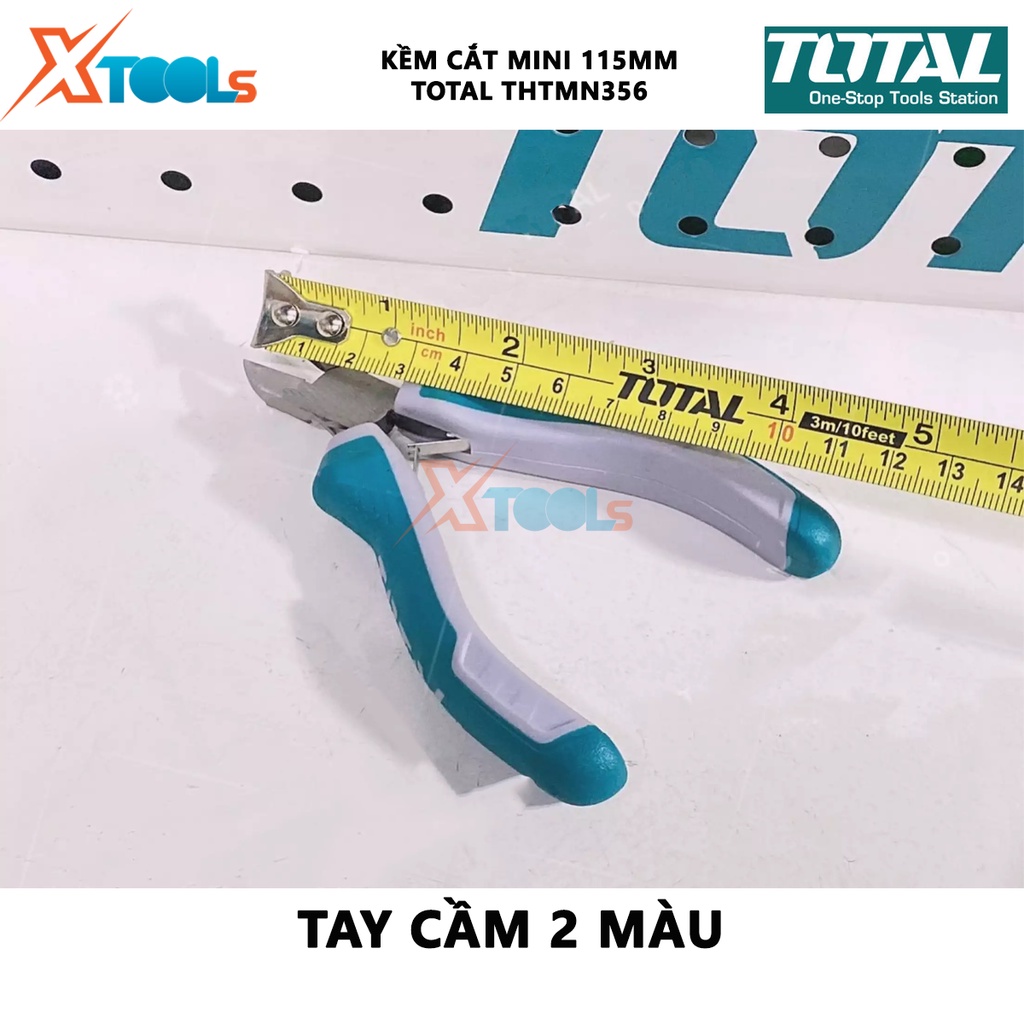 Kềm cắt mini TOTAL THTMN356 Kìm cắt dây điện Kích thước 4,5&quot;/ 115mm thép CR-V, tay cầm cách điện,bọc cao su chống trơn b