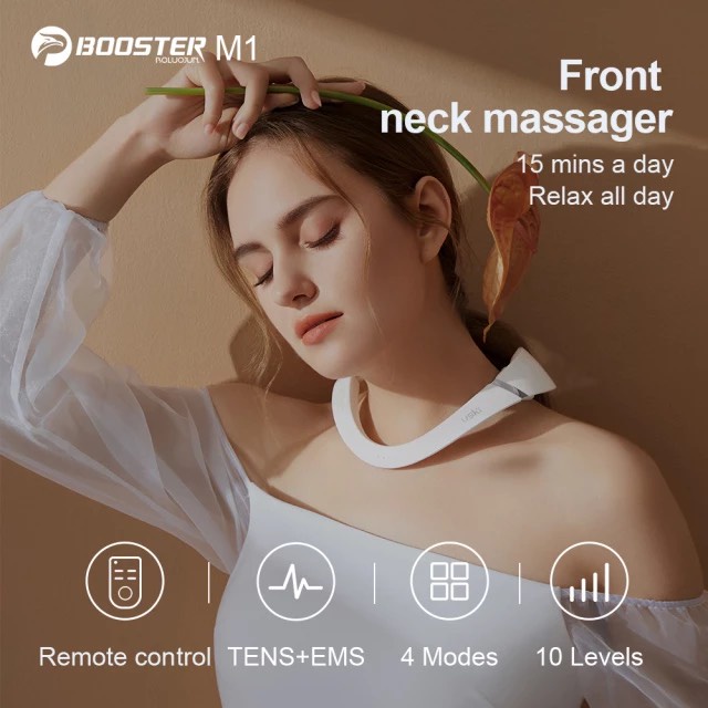 Máy Massage Cổ Xung Điện Booster M1 Giảm Đau Chăm Sóc Sức Khỏe, Không Dây Có Điều Khiển Từ Xa An Toàn Công Nghệ Mỹ