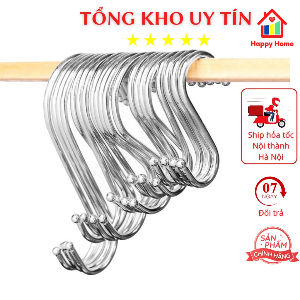 Móc chữ S loại cao cấp có đầu tròn siêu chắc chắn, treo hàng hóa, inox loại 1