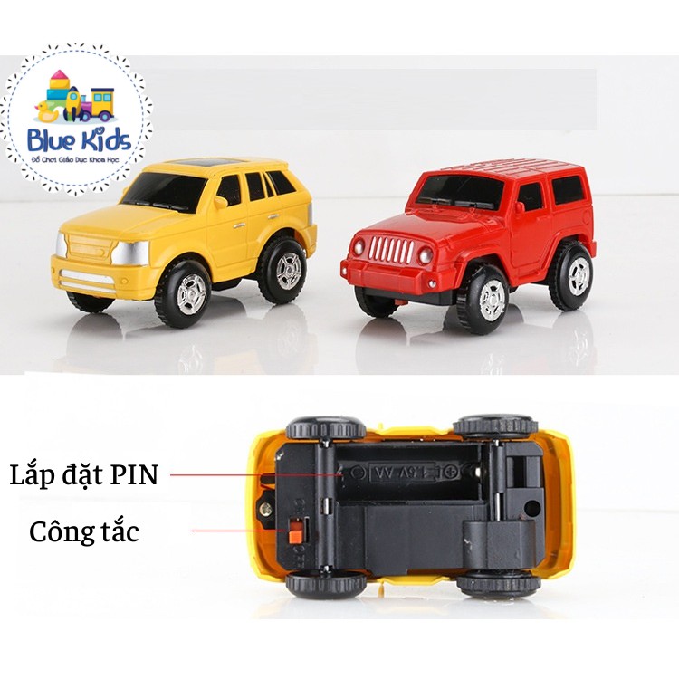 Ô TÔ Chạy Pin, Chạy Trên Đường Sắt - Chiều Dài 9cm, Chiều Rộng 4,5cm (Giao Màu Ngẫu Nhiên)