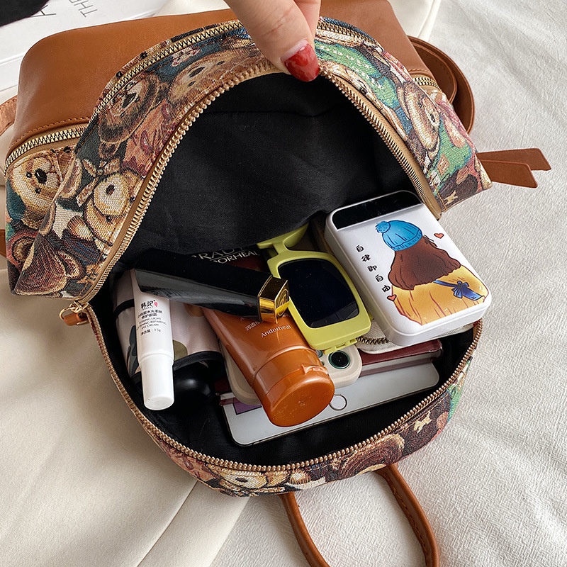 Ba lô CHUWANGLIN bằng da PU hình gấu dễ thương dành cho nữ