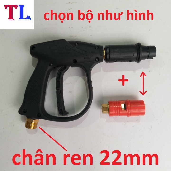 Súng rửa xe áp lực cao ren 22mm + béc mỏ vịt (súng đen ren 22mm)