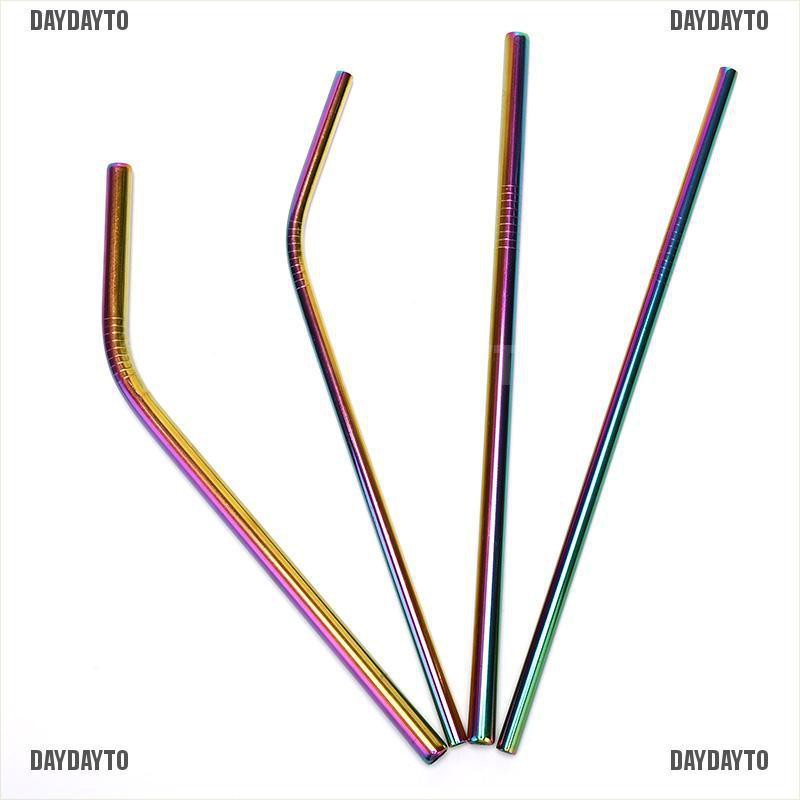 Ống Hút Inox Màu Cầu Vồng Tái Sử Dụng Tiện Lợi