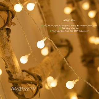Dây đèn Cherry ball 6M bóng tròn nhỏ màu trắng