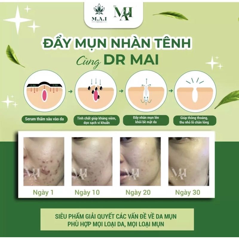 Dr mai Combo Nguyên Chất và Mix Saffron, Serum sạch mụn Dr Mai 5ml, lựa chọn hoàn hảo cho làn da mụn