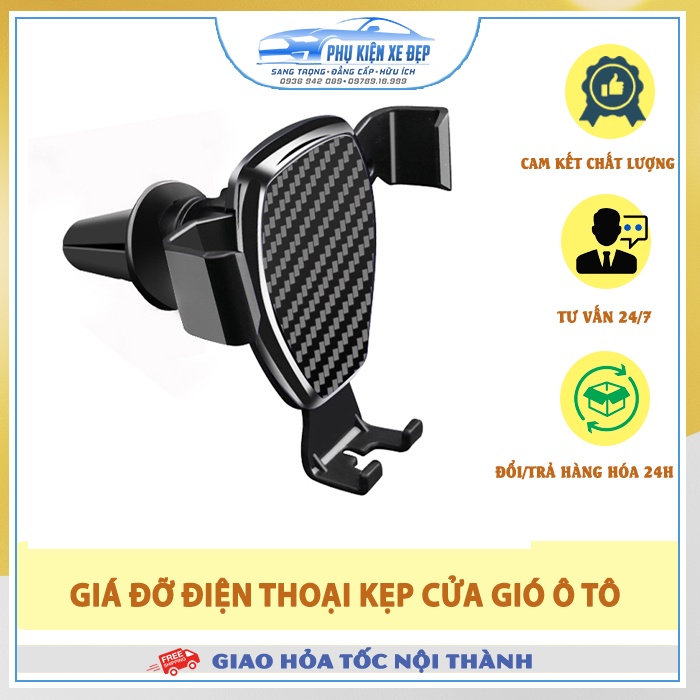 Giá đỡ điện thoại ô tô FREE SHIP kẹp cửa gió ô tô RunDong nhỏ gọn, chắc chắn