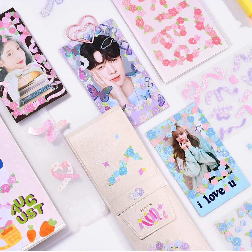 Sticker ruy băng trang trí, hình dán trang trí hình ruy băng trang trí ảnh, thiệp chúc mừng, quà tặng, sổ tay