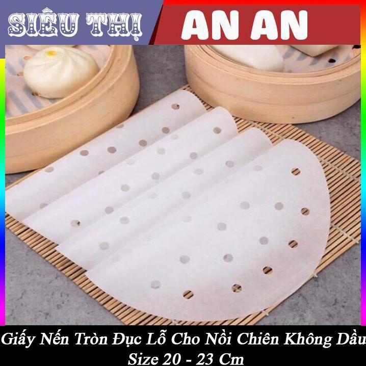 GIẤY NÊN ĐỤC LỖ - "Loại 1 cho nồi chiên không dầu nướng bánh hấp bánh bao há cảo loại 23 cm"