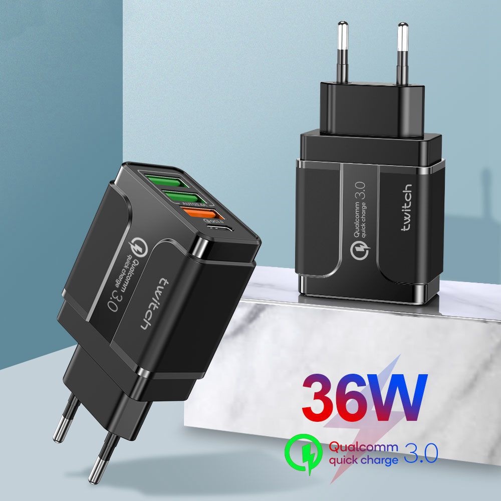Cốc Sạc Nhanh QC 3.0 36W 3 Cổng PD USB Cho Samsung