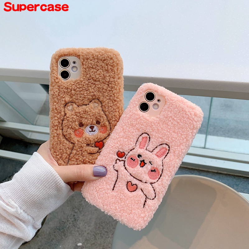 Soft Cover For OPPO Reno 3 4G ACE 2Z 2F Z 2 5G 10X Zoom R17 Pro R15 R9s F3 F1 Plus F11 F5 F1s Cartoons Phone Case Cute Warm Plush Bunny Bear Lovely Back Cover