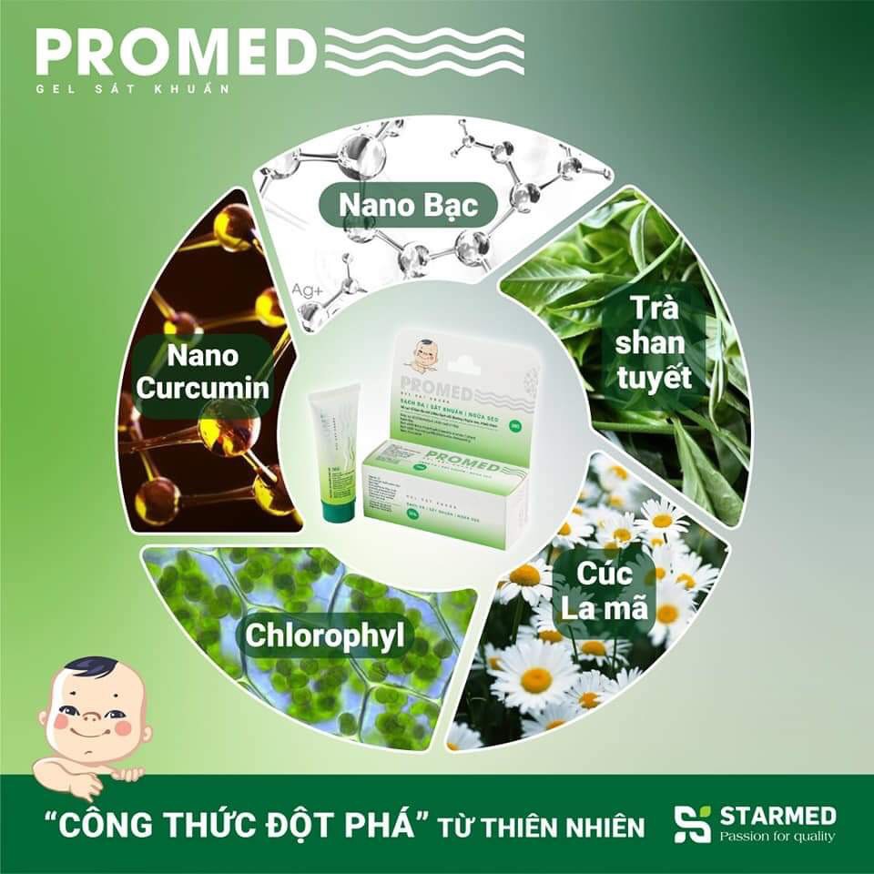 Kem bôi, Gel bôi Promed kháng kháng khuẩn, muỗi đốt, thuỷ đậu, tay chân miệng, ngừa sẹo cho bé