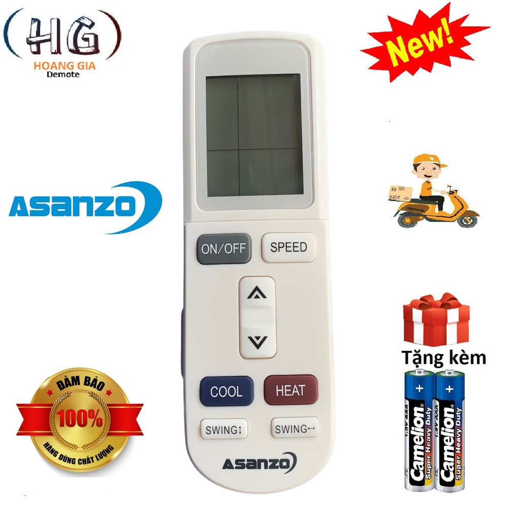 Điều khiển điều hòa máy lạnh Asanzo- Hàng mới chính hãng 100% Tặng kèm Pin!!!