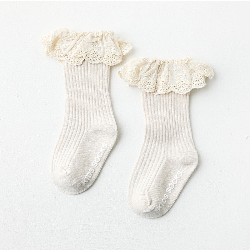 Vớ Cotton Mềm Dài Phối Ren Dễ Thương Dành Cho Bé Gái 0-3 Tuổi