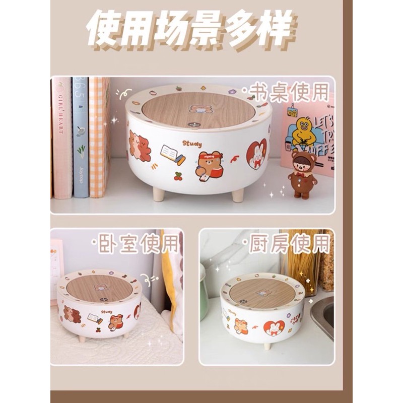 [ mã x1031 ] Thùng rác nhỏ để bàn hình dán dễ thương mini có nắp sáng tạo văn phòng làm việc