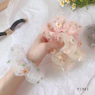 💞Yimi💞Băng Đô Cài Tóc Co Giãn Thêu Họa Tiết Hoa Cúc Thời Trang Xinh Xắn Cho Nữ A1