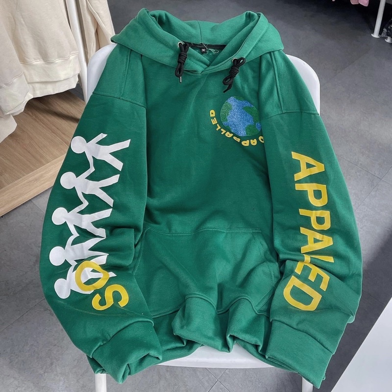[sẵn] Áo Hoodie Form Rộng Xanh Rêu APPALLED PQK [nam nữ mặc ] | BigBuy360 - bigbuy360.vn