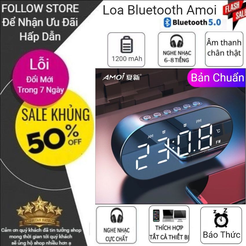 Loa bluetooth 3 trong 1 đồng hồ báo thức, gương, loa âm thanh siêu hay, bass trầm ấm, pin trâu S1 Siêu Chất
