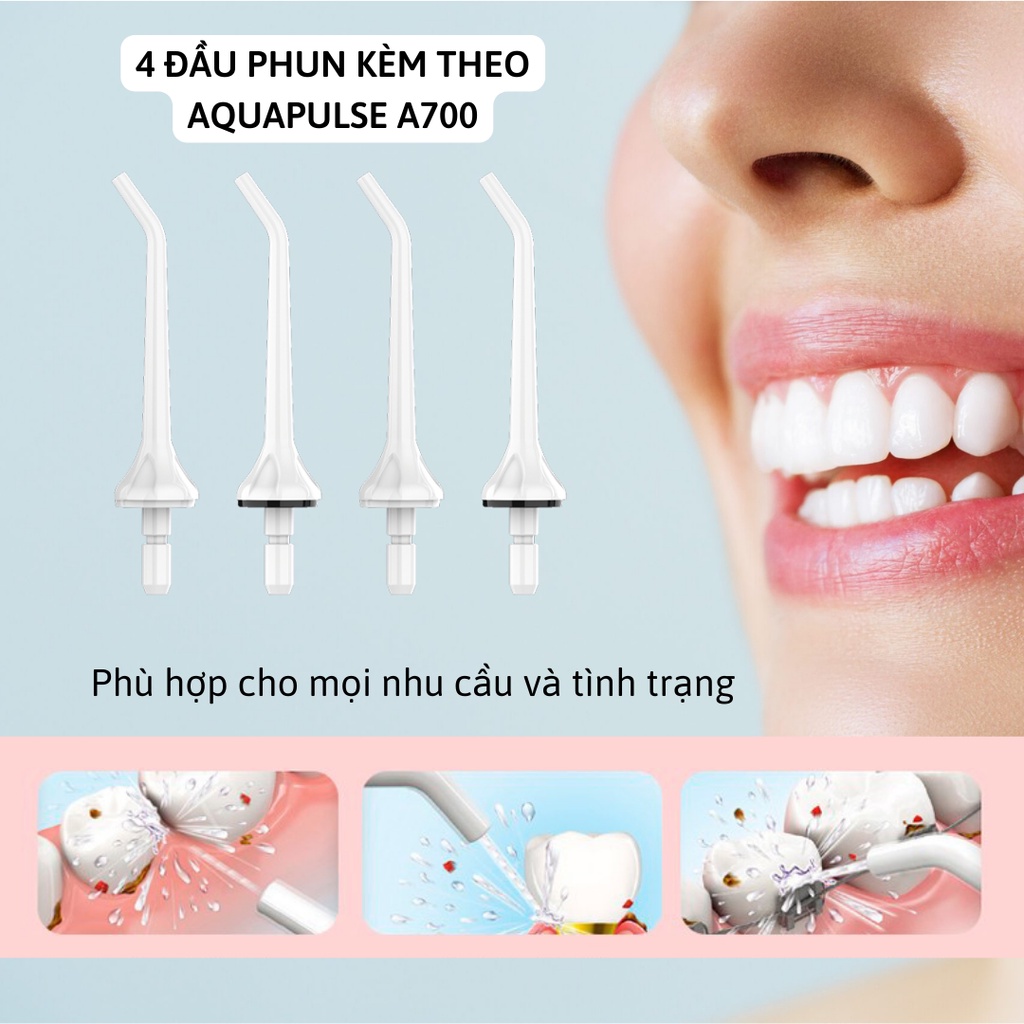 Máy tăm nước Aquapulse A700 nâng cấp 5 chế độ, dung tích 300ml, chống nước IPX7