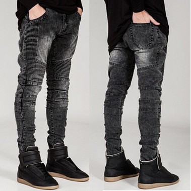 Quần jean BIKER JEANS mỏng co giãn màu trơn ôm dáng thời trang thanh lịch cho nam