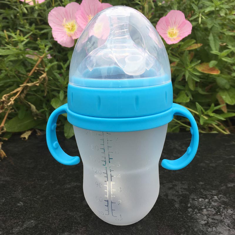 Bình sữa silicon Gluck Baby Premium 240ml (Màu xanh)