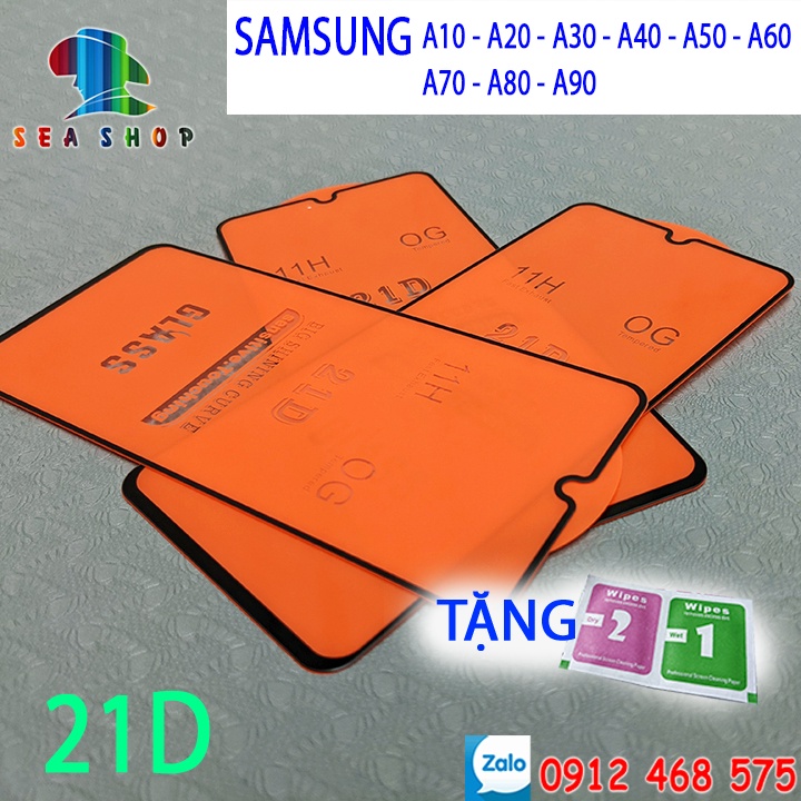 Kính cường lực SamSung FULL MÀN HÌNH 21D - Các Đời A10, A20, A30, A40, A50, A70, A80, A90 - Cảm ứng mượt mà