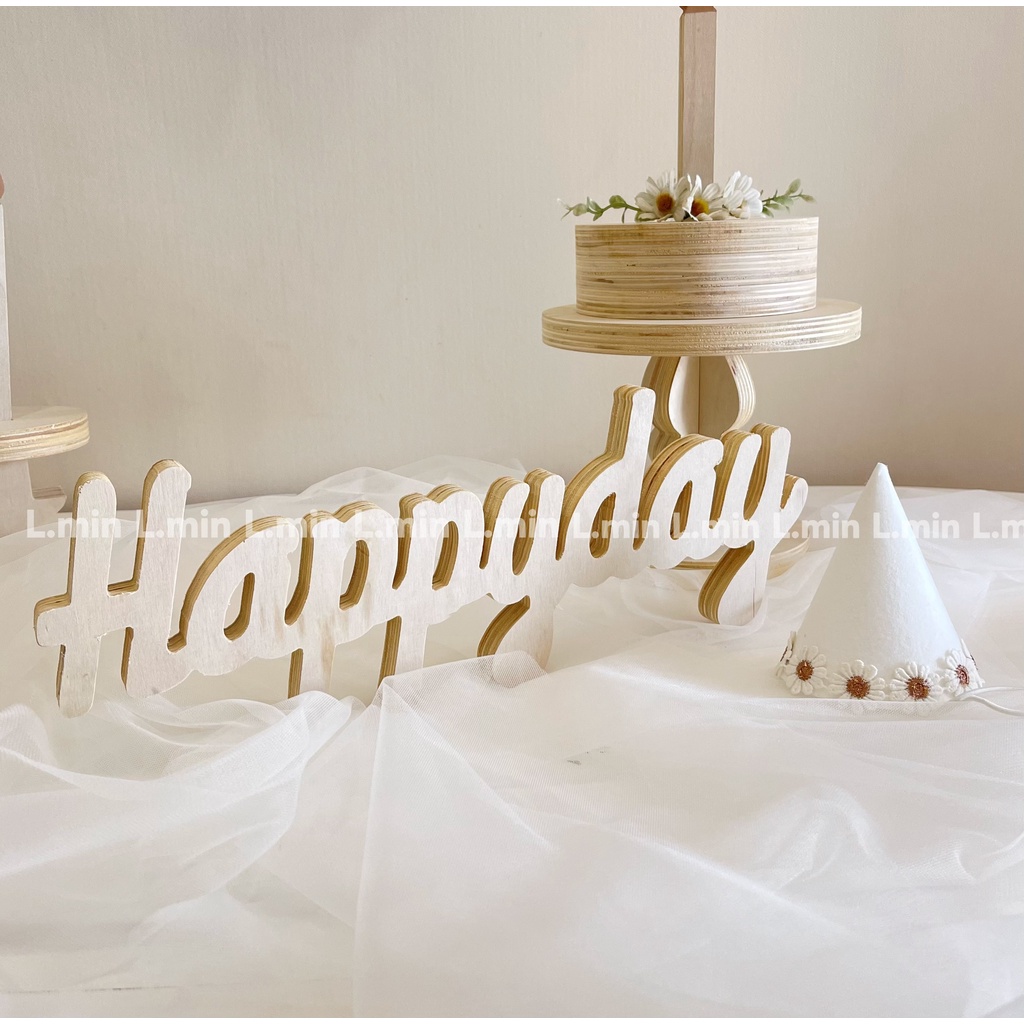 Chữ gỗ happyday trắng