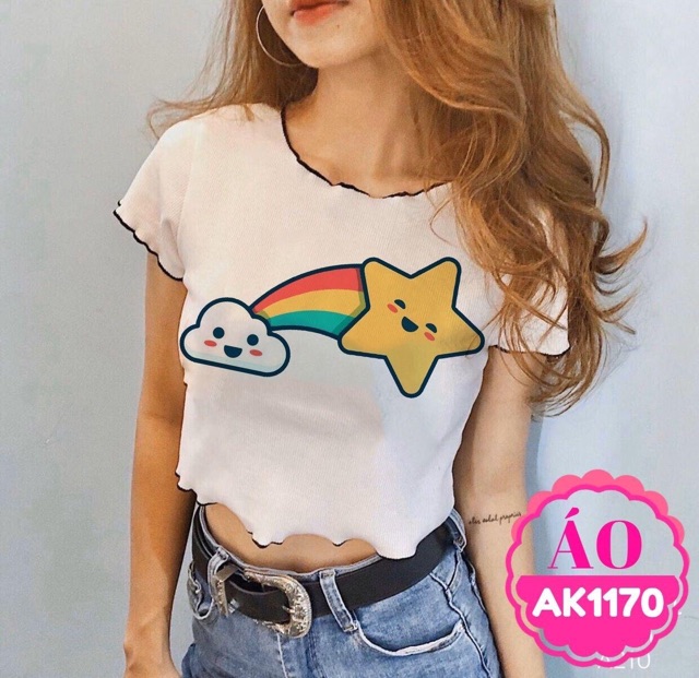 [ Mã WASTAPR giảm 10K đơn 50K] ÁO CROPTOP THUN GÂN IN HÌNH | BigBuy360 - bigbuy360.vn