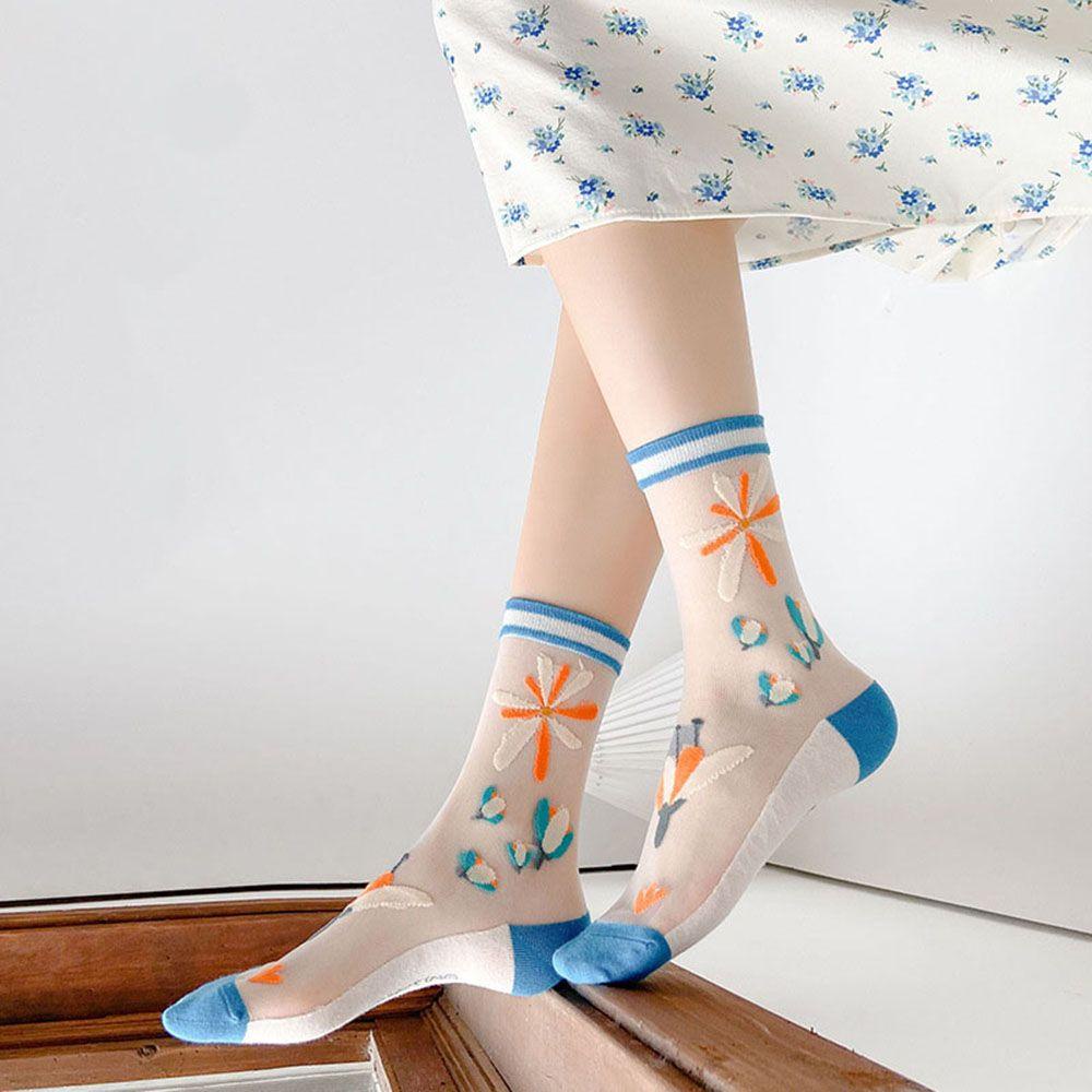 AROMA Vớ Lụa Thủy Tinh In Hoa Phong Cách Nhật Bản Cổ Điển Cho Nữ