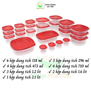 Set 50 chi tiết hộp Rubbermaid Easy Find Lids đựng rau quả, thực phẩm tươi lâu.
