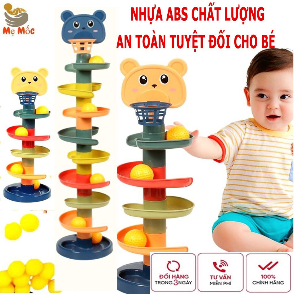 Cầu Trượt Cho Bé, Thả Bóng Xoay Tròn, Tháp Bóng Lăn Và Đồ Chơi Bóng Rổ, Trò chơi vận động cho bé yêu - Shop mẹ Mốc