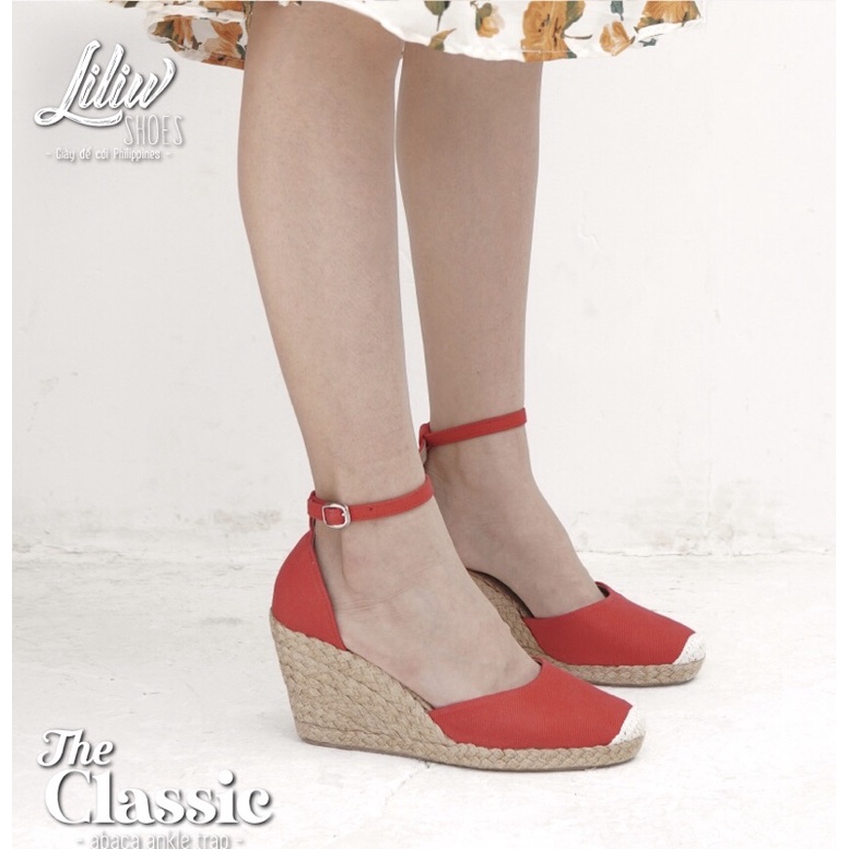 Giày cao gót cói Liliw dáng đế xuồng cao 8cm bít mũi quai gài dễ phối đồ - Cơ bản