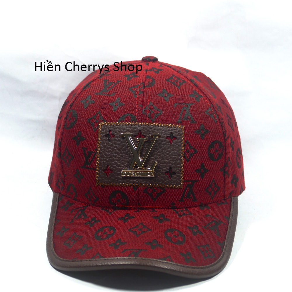 Nón kết, Mũ Lưỡi Trai thêu mặt da kết hợp gắn mặt sắt chữ LV- Chất liệu Cotton phù hợp cho cả nam và nữ.