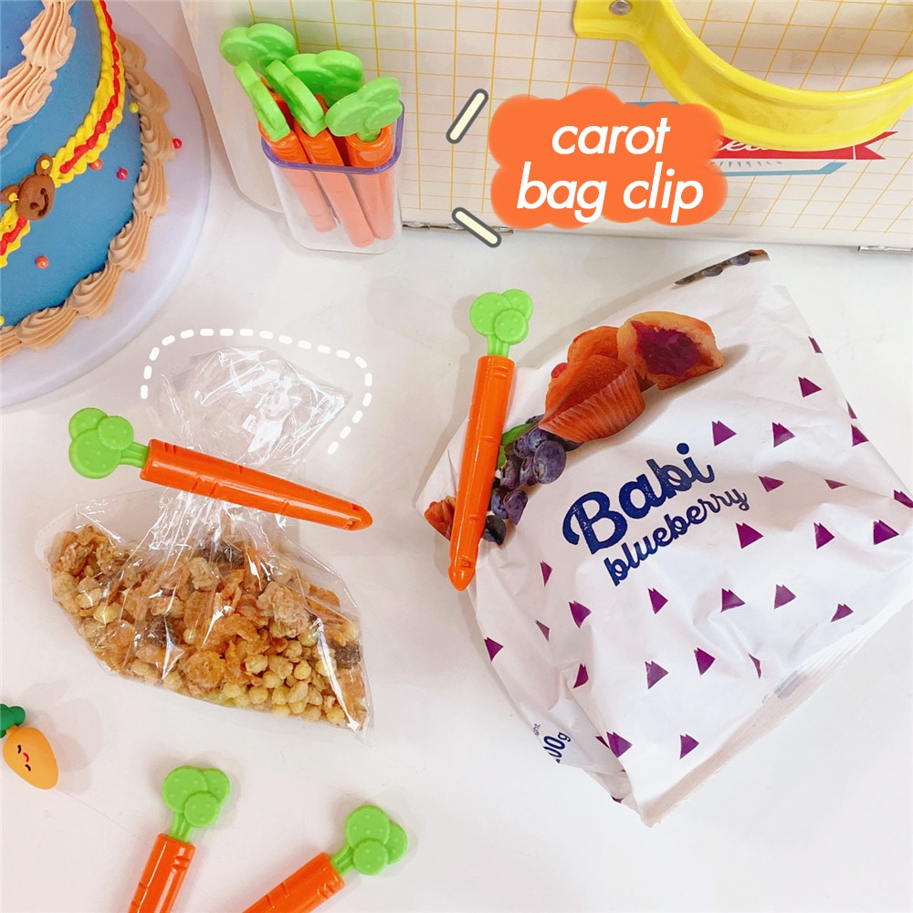 Kẹp Miệng Túi Cà Rốt Bag Clip Lẻ Hoặc Set 5 Kèm Hộp Đựng