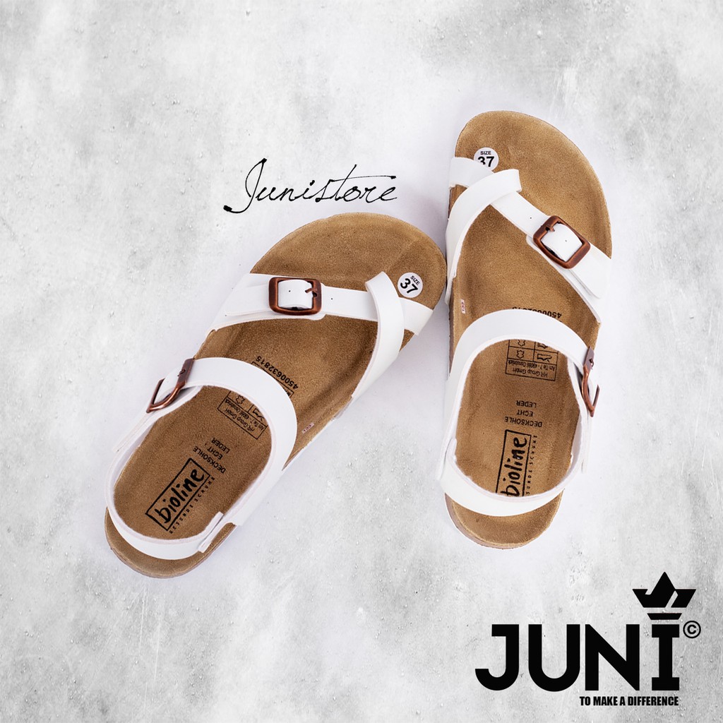 [DA PU-CHỐNG NƯỚC] PU14- Dép sandal quai chéo Unisex da PU, đế trấu Bioline Birken - Xuất khẩu châu Âu - Juni Store